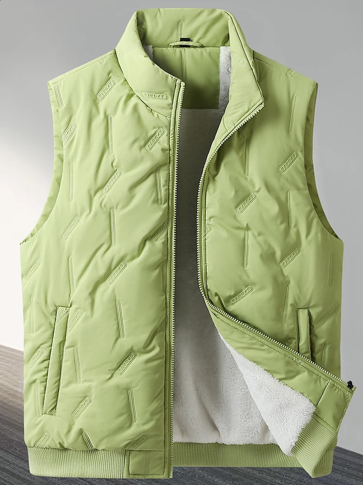 10XL Winter Mens Tank Top Jacket Solid Blue Green Sleeveless Coat Cashmere Lining Warm Plus Size 7XL 8XL 9XL 240827