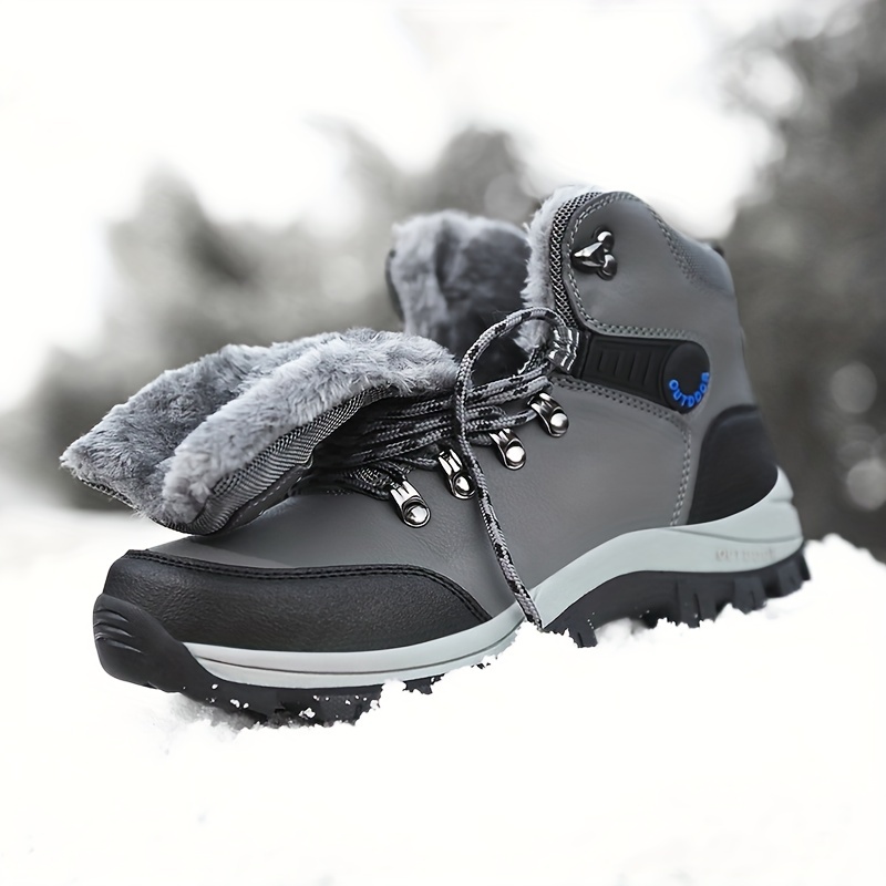 Men's Winter Snow Boots PU Leather Sneakers, Snow Boot, Hiking Boos, etc. - Non-slip, High Top! Warm and Waterproof
