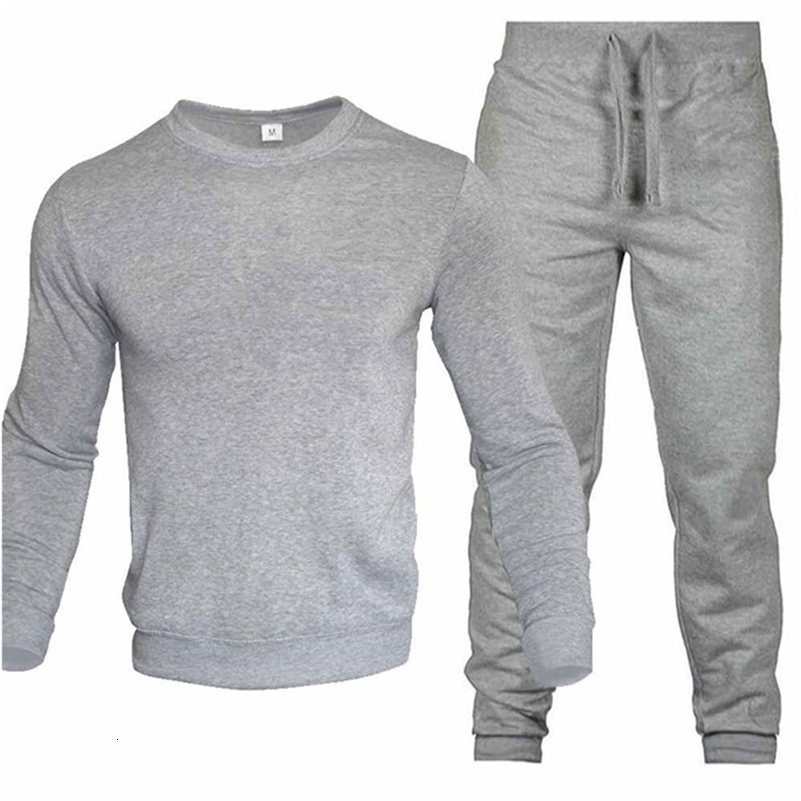 Mens Two-Piece Set O-Neck 2 Pieces Sets Tracksuit Hooded Sweatshirt Drawstring Pants Male Sport Hoodies Running Sportswear 240827
