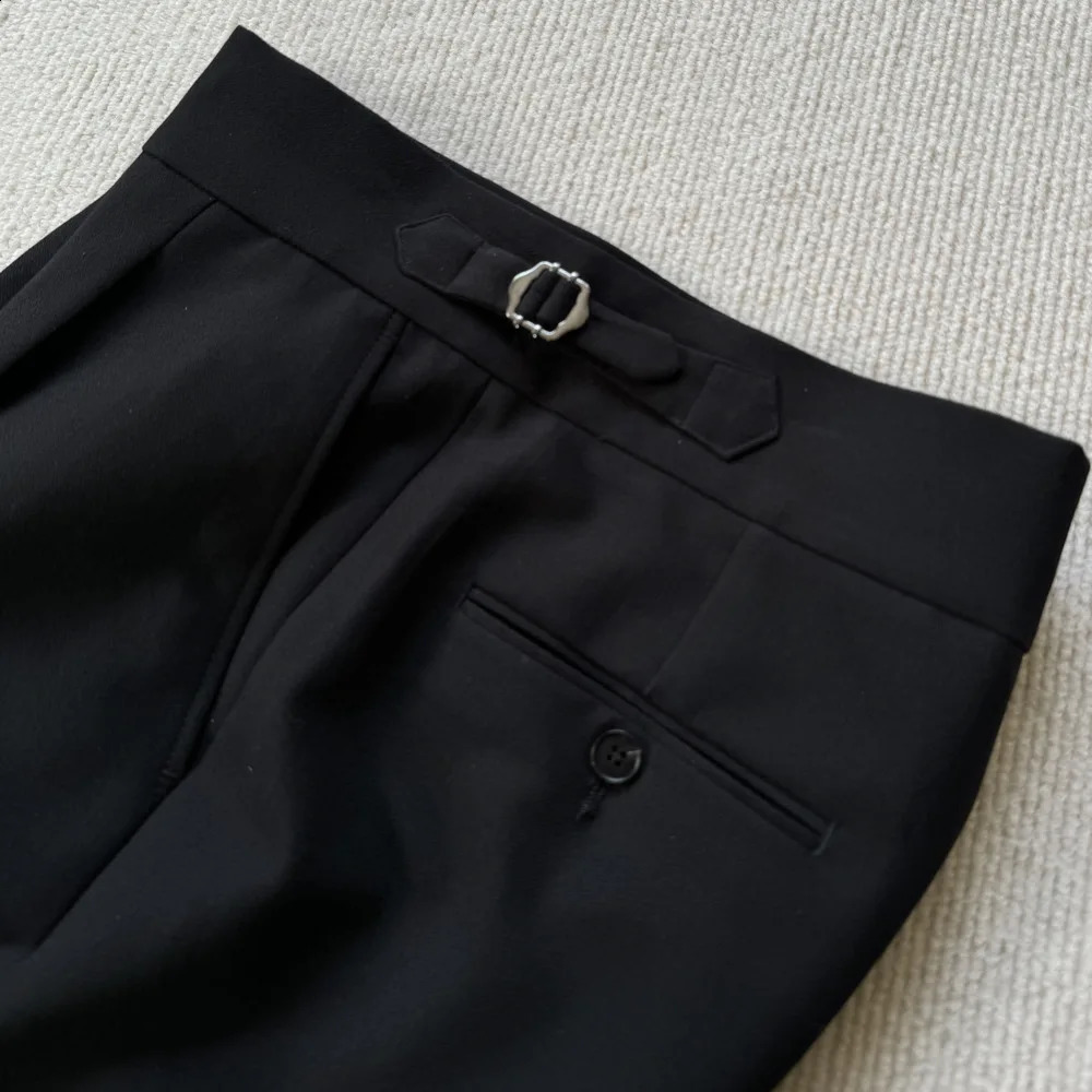 High quality Italian Naples mens suit pants black brown Calcas Sociais Masculinas elegant mens office wear 240828