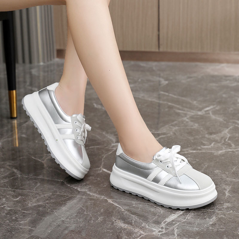 Ddmysports ZY New Breathable Color Blocked Leather Women S Shoes For Spring Summer Casual Thick Soled Board Height Increasing Korean Version OUTDOOR