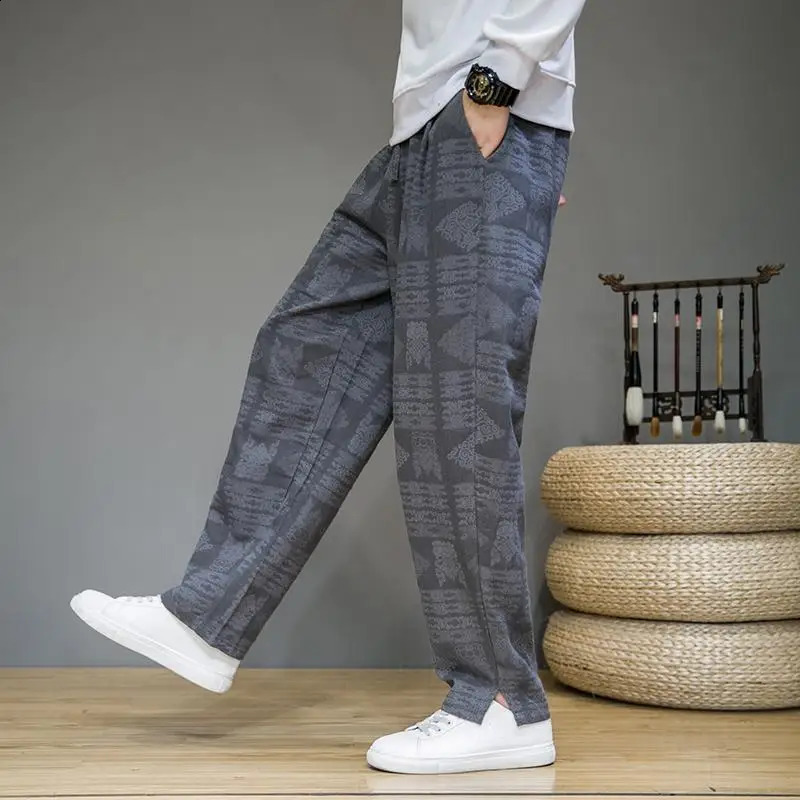 Retro harem mens Trouser Y2k casual pants hiphop trend wholesale fashion Korean style wide summer bag XL 240827