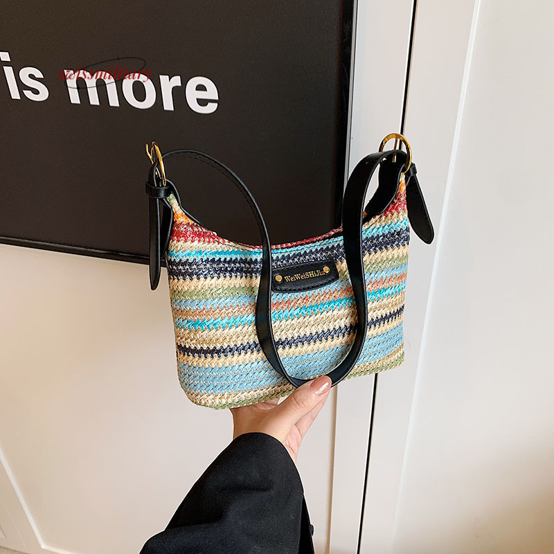 Summer niche design underarm for women's 2024 new fashionable portable grass woven versatile single shoulder crossbody bag #32