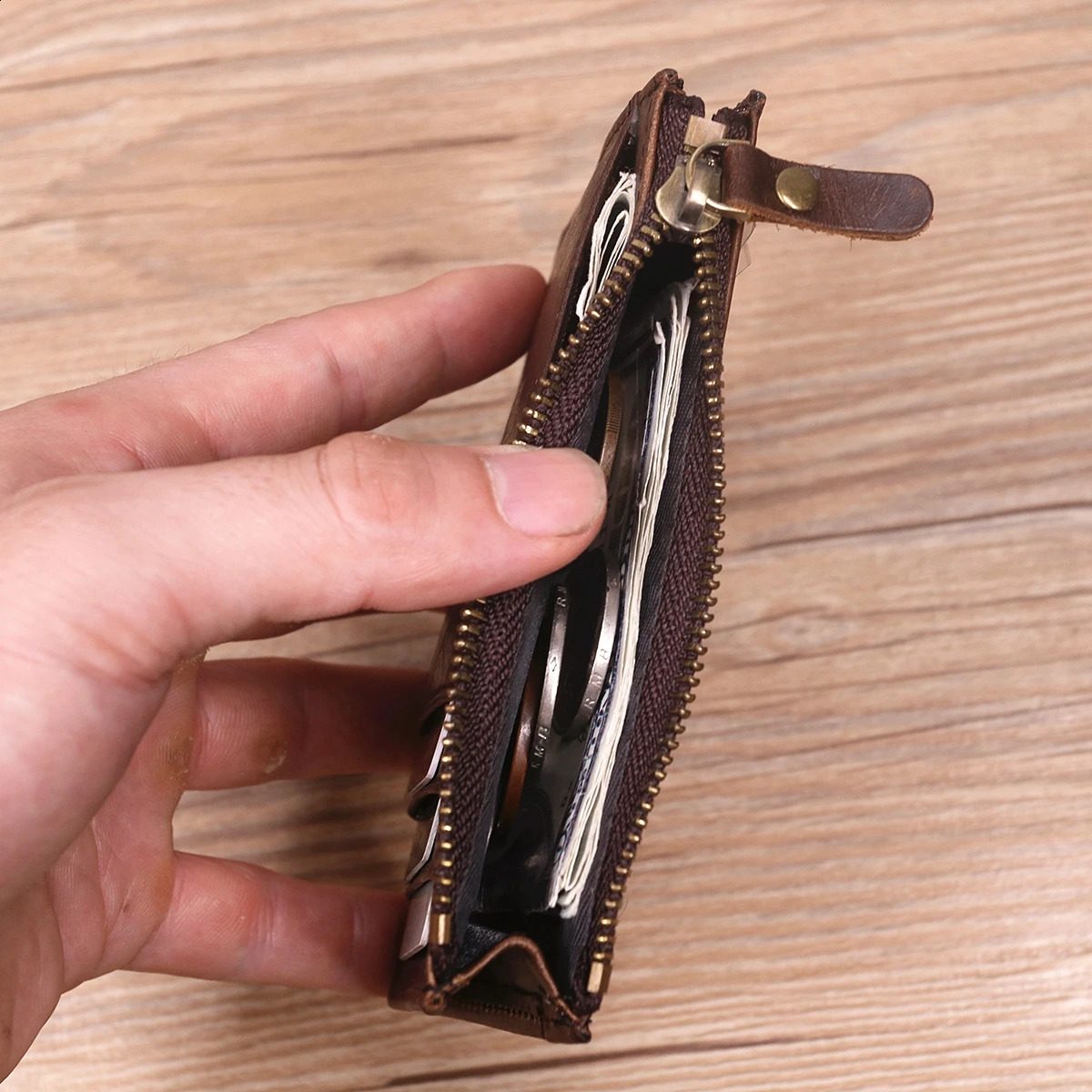 Genuine Leather Wallet For Men Male Vintage Cowhide Short Small Slim Mens Credit Card Holder Case Coin Purse With Zipper Pocket 240828