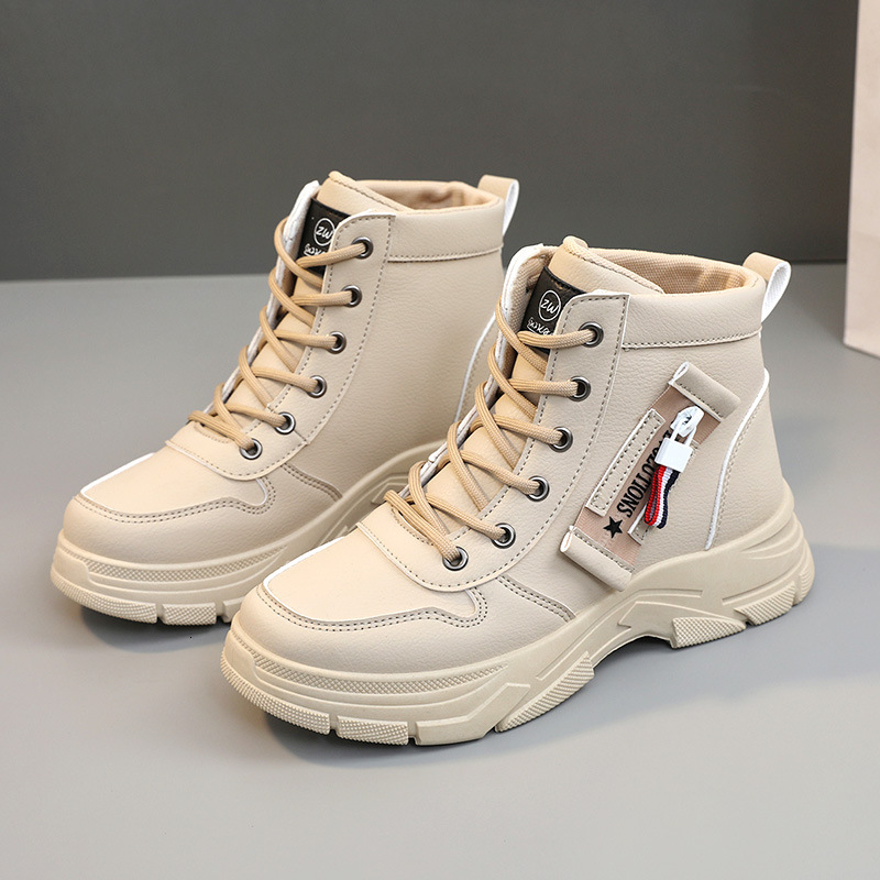 Ddmysports W New Solid Color Women S Autumn Korean Edition Breathable Elevated Thick Sole Sports And Casual Board Shoes Mid Top OUTDOOR
