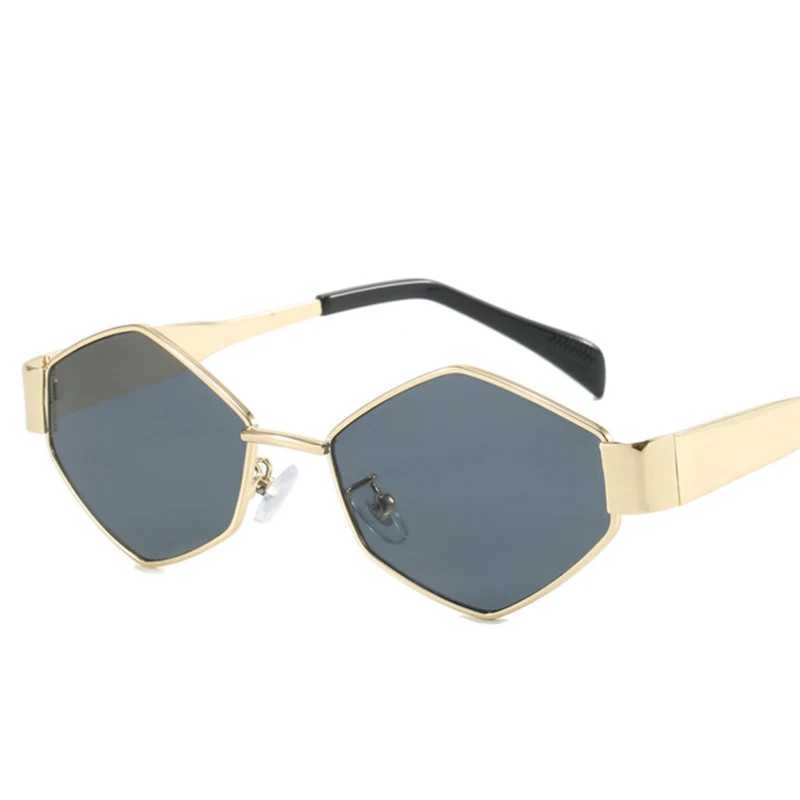 Fashion Polygonal Women Sunglasses 2024 Vintage Brand Rhombus Ladies Sun glasses Shades Unique Metal Frame Punk Eyewear Men Y240827