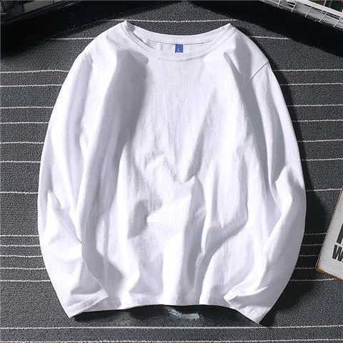 Harajuku Inspired n Casual Golf Wear Black and White Loose Fit Long Sleeve Tshirt for Men Solid Tops 240823