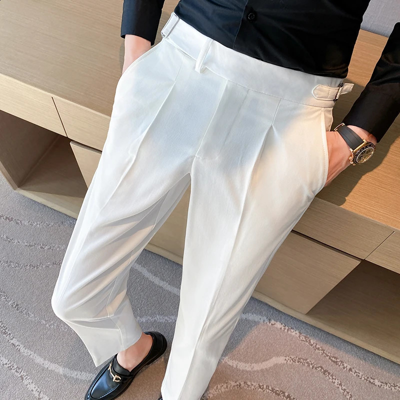 British style mens slim fit Korean Naples pants high-quality casual business suit pants official social wedding pants 240828