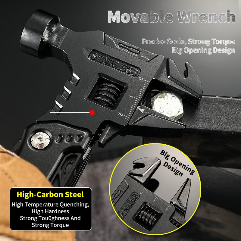 Multifunctional Wrench Hammer Knife Pliers Outdoor Camping Survival Tool Labor Saving Stainless Steel Multitool 240820