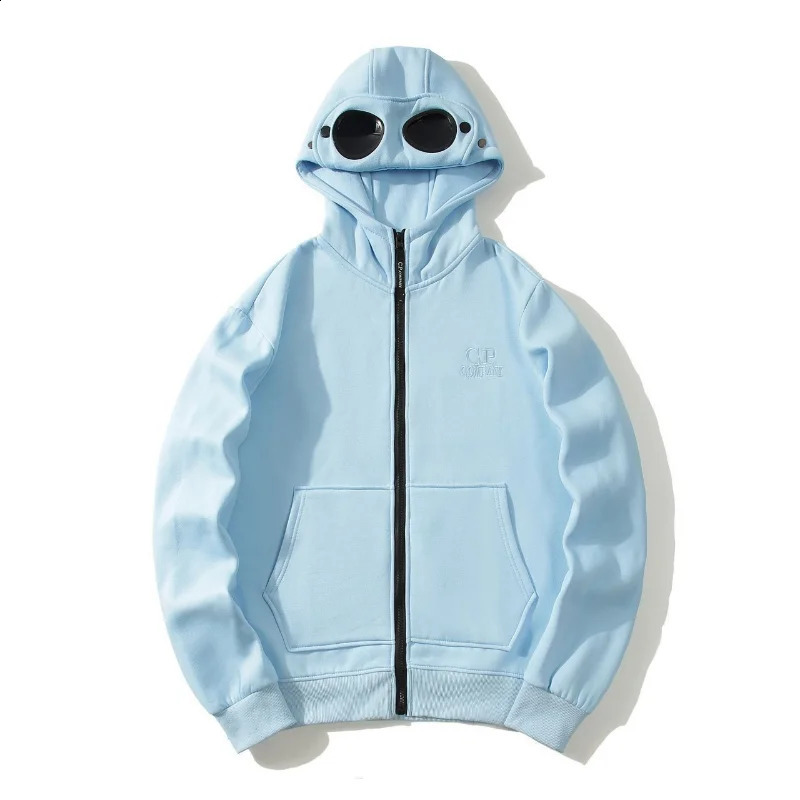 2024 autumn and winter neutral circular lens fashionable personalized casual loose hooded cardigan sweater 240828