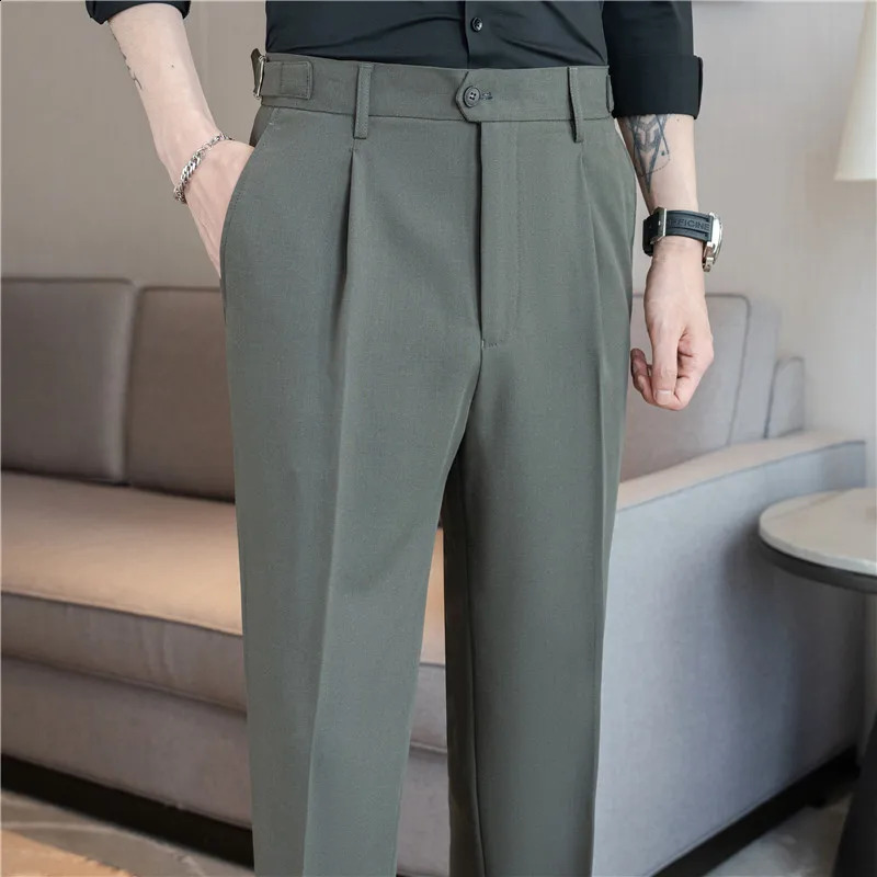 Pantalon De Vestir Para Hombres high-quality mens summer pants Naples fashionable elastic waist set pants ultra-thin suitable for mens Trousers 240828