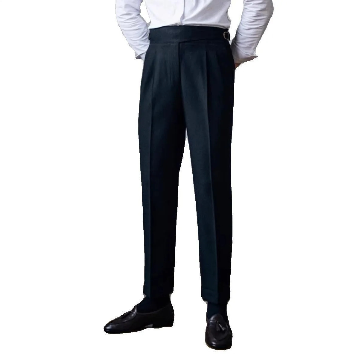 Korean Spring/Summer Mens High End Neapolitan Mid Waist Straight Leg Casual Dress Pants British Retro Pants 240828