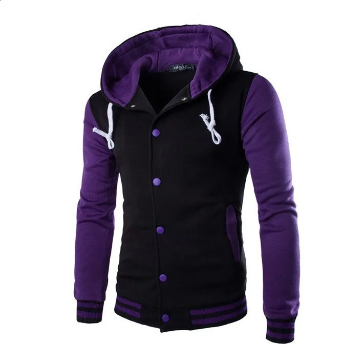 Colorful fashion hooded baseball jacket mens classic movie series casual plus size creative hiphop streetwear 240827