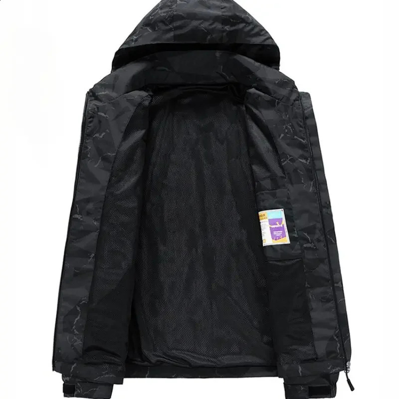 Hooded Hiking Cycling Jacket Men Autumn Outdoor Bomber Jackets Waterproof Windbreaker Sports Casual Cargo Jackets Men Coats 240815