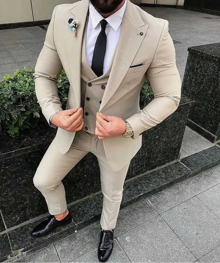 Men Suits Prom Tuxedo Slim Fit 3 Piece Groom Wedding Suits For Men Custom Blazer Terno Masuclino 3 pieces (jacket +vest +pants) M250303