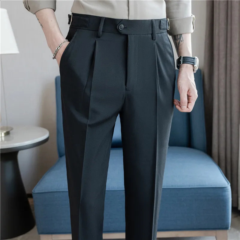 Pantalon De Vestir Para Hombres high-quality mens summer pants Naples fashionable elastic waist set pants ultra-thin suitable for mens Trousers 240828