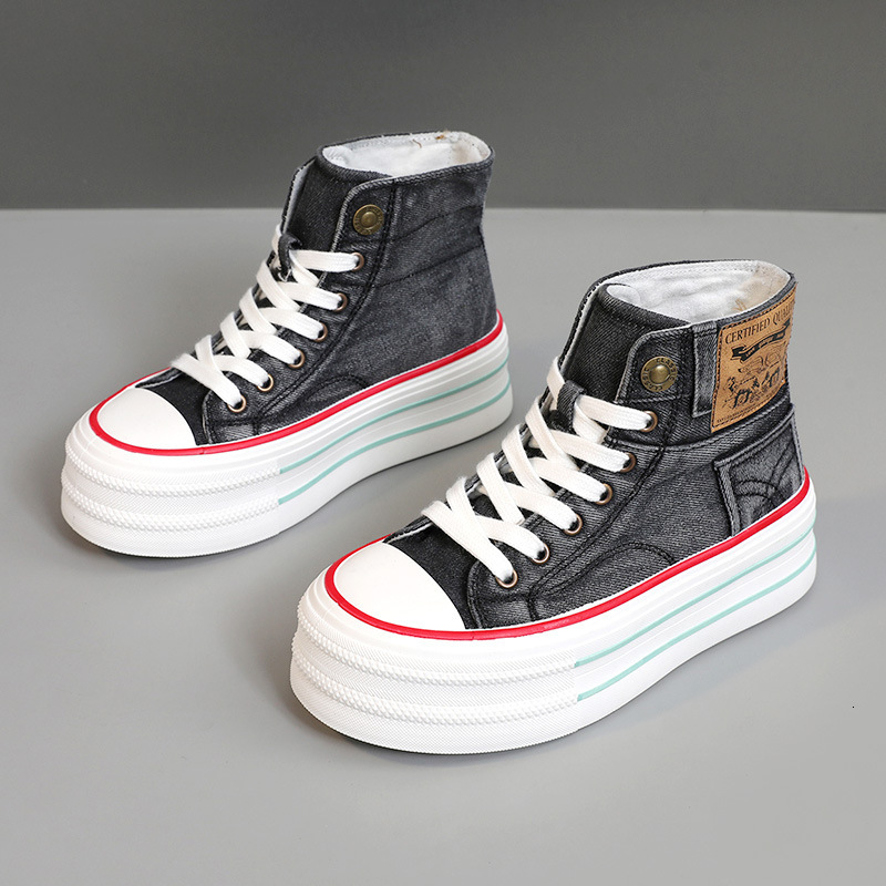 Ddmysports BR New Canvas For Women In Summer High Top Breathable Thick Sole Height Increasing Versatile Wear Resistant Classic Sports Shoes OUTDOOR