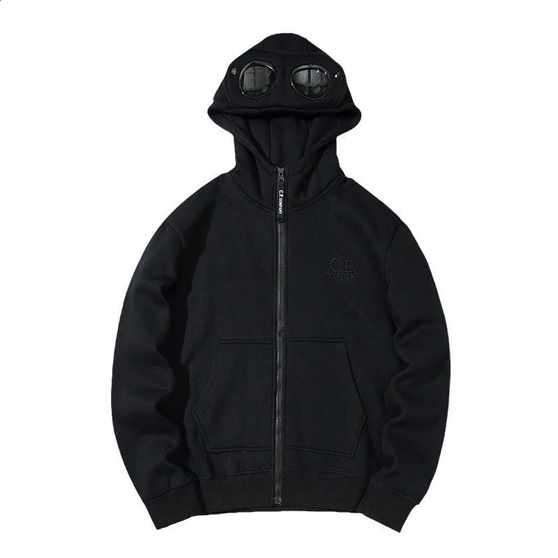 2024 autumn and winter neutral circular lens fashionable personalized casual loose hooded cardigan sweater 240828