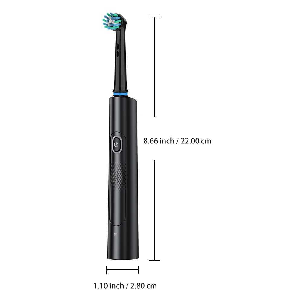 Rotating Electric Toothbrush With 3 Modes 2 Min Smart Timer 8 Heads 2 Caps Rechargeable USB Oral Care Y240827