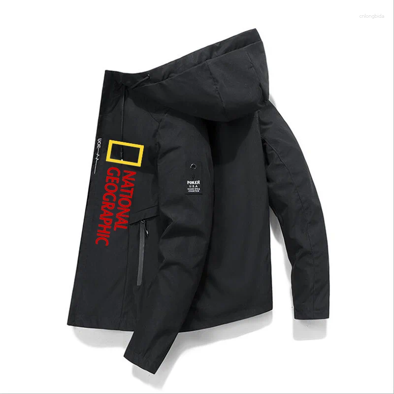 Mens Jackets 2024 Autumn Winter Nationals Geographics Board Jacket Windbreaker Zipper Casual Work Fashion Outdoor Hoodie