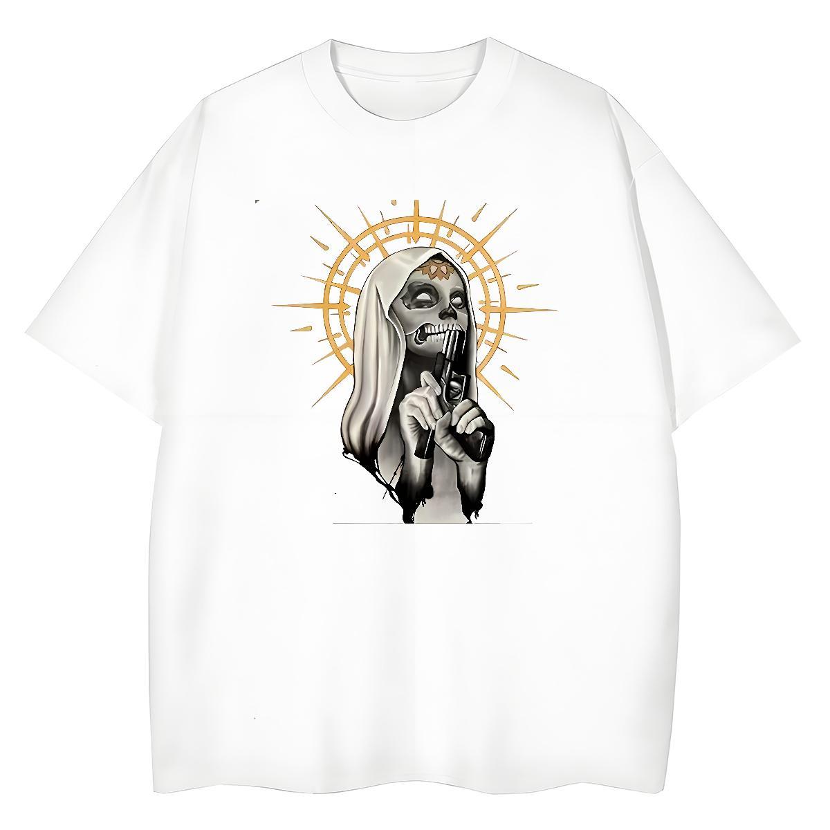 Comfortable Unisex Tshirts 230g Pure Cotton nun Street Women T Shirts O Neck Short Sleeves Custom Print Oversized Clothings