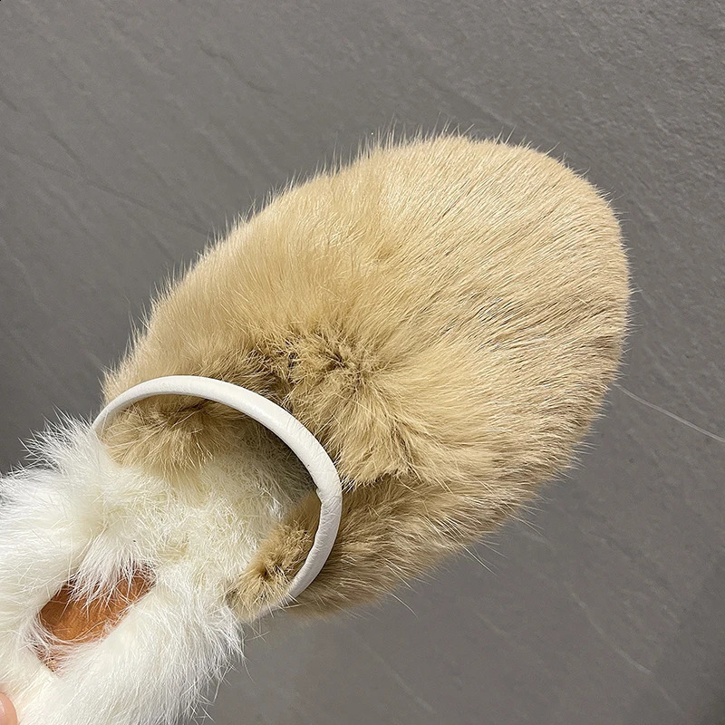 Rimocy comfortable soft fur mule slider womens autumn and winter square high heels warm plush slider womens high heels artificial fur slider 240827