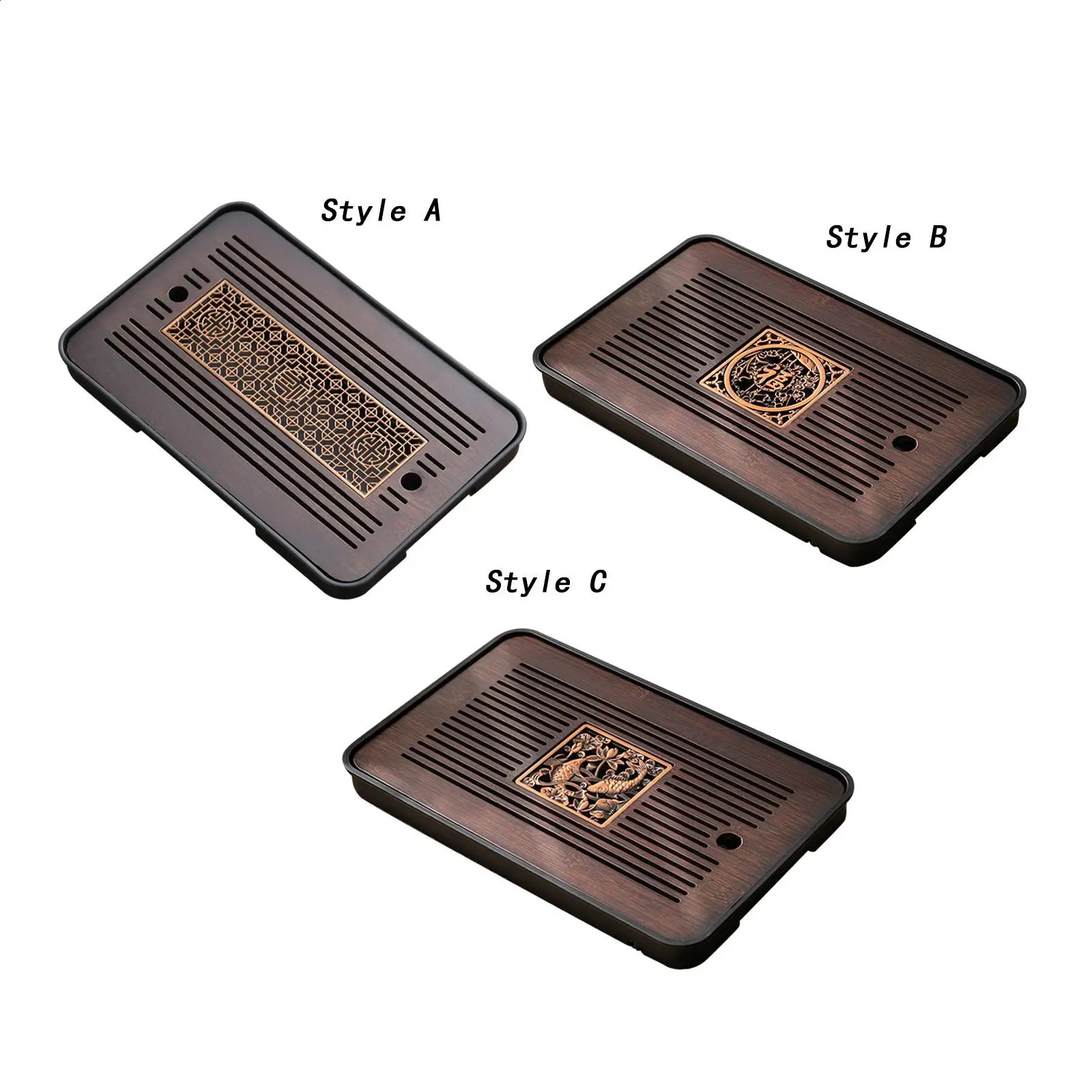 Bamboo tea tray with water storage simple tea set accessories Kung Fu tea table home office drainage 240828