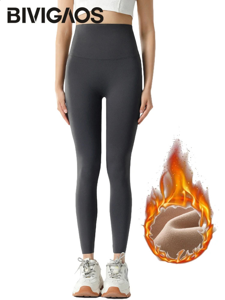 BIVIGAOS Autumn Winter High Waist Shark Leggings Womens Seamless Fleece Warm Leggings Slim Thin Casual Sports Fitness Leggings 250206