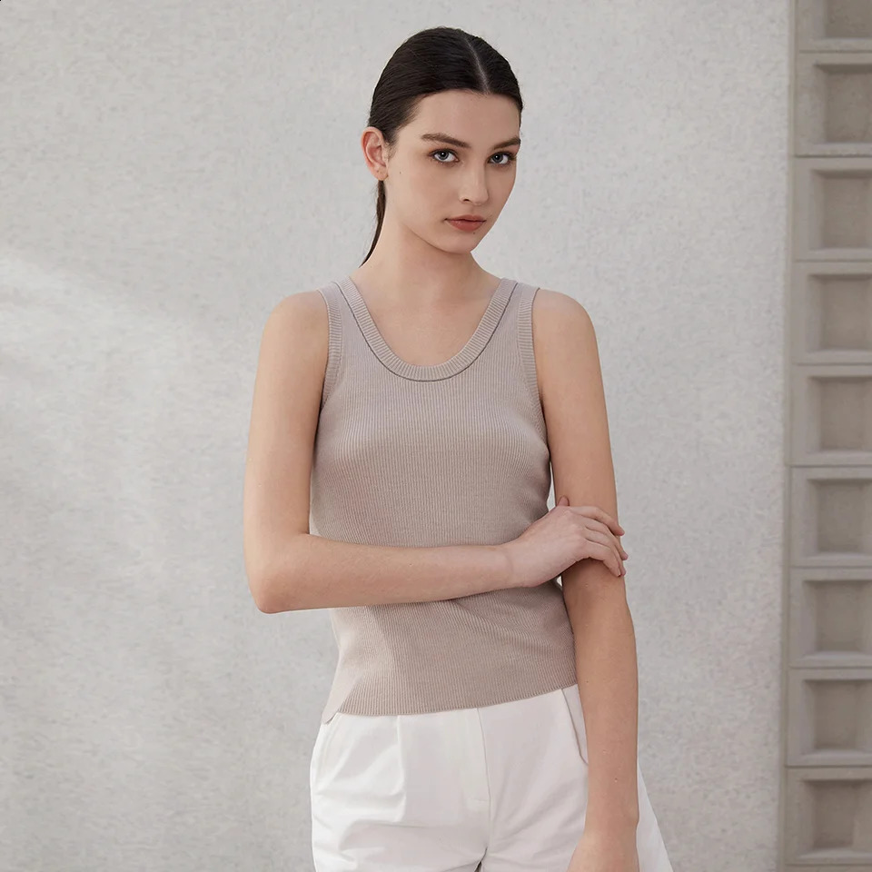 BC65 Womens Clothing Tshirt Shirt Knitted Tank Top High Quality Silk Cotton Dress Sleeveless 240827