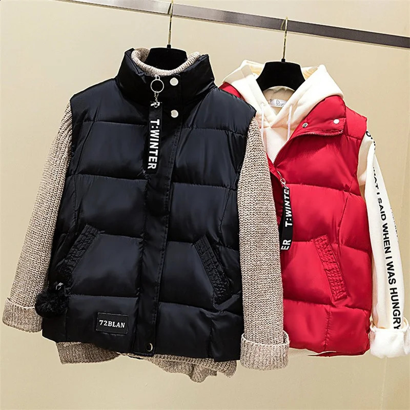 Sleeveless womens jacket womens down jacket oversized loose casual vest autumn item solid color womens vest 240828