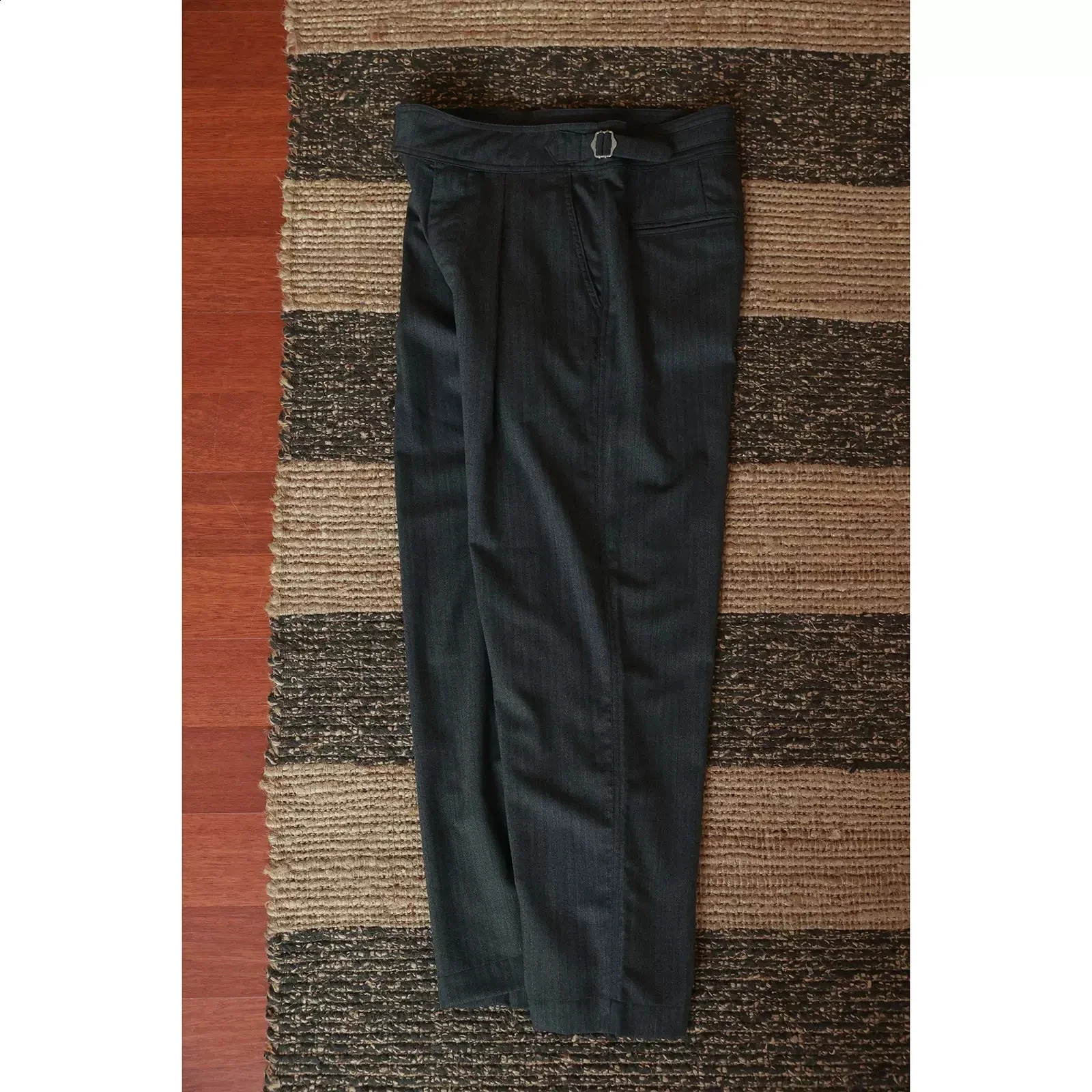 Second order lightweight wool Naples pants with herringbone pattern mens pleated casual pants 240828