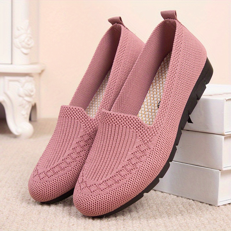 Women's shoes breathable flying mesh shoes non-slip flat mid-shoes shallow-mouth single shoes breathable casual shoes