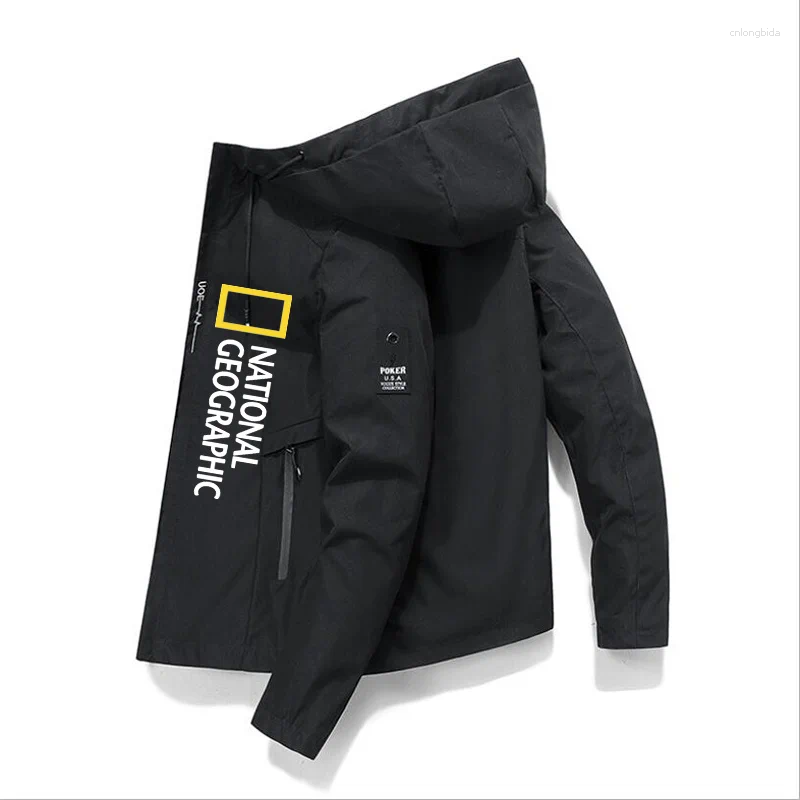 Mens Jackets 2024 Autumn Winter Nationals Geographics Board Jacket Windbreaker Zipper Casual Work Fashion Outdoor Hoodie