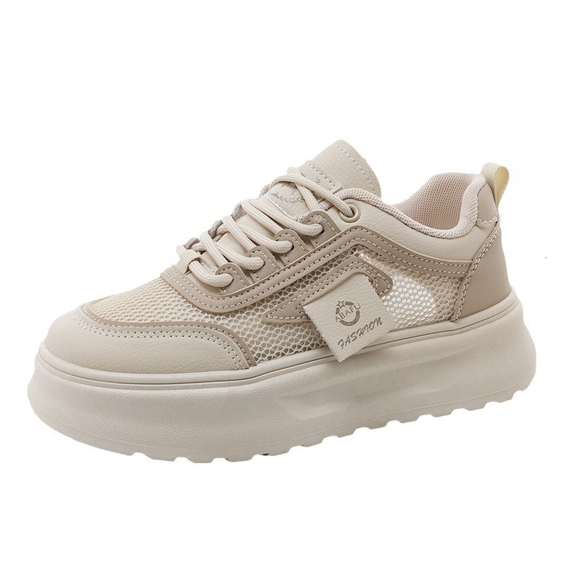 Ddmysports ZY New White For Women In Summer Breathable Versatile Sports Board Shoes Height Increasing Thick Soled Mesh OUTDOOR