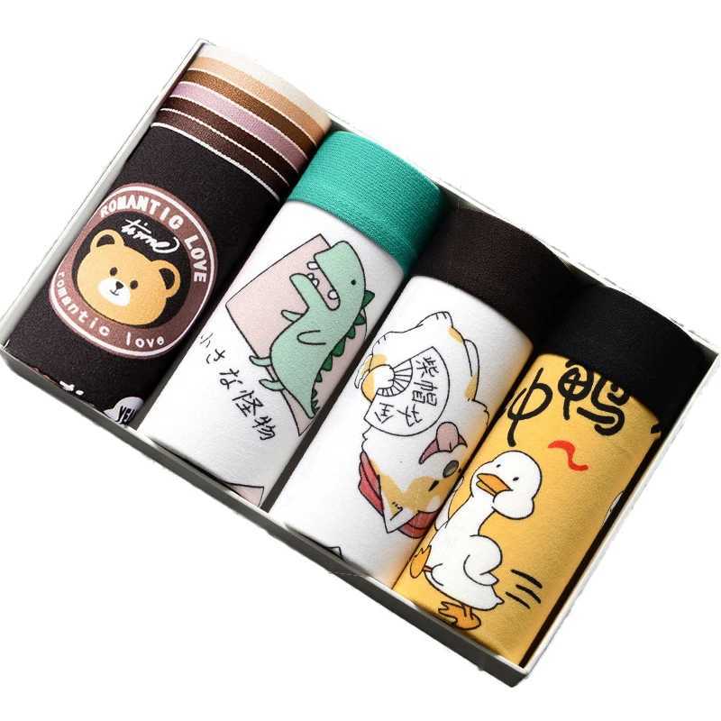 Underpants 4Pcs/Lot Mens Underwear Boxers Fashion printed Panties Mens Underpants Boxer Comfortable Brand Boxershort Shorts Y240828S4SF