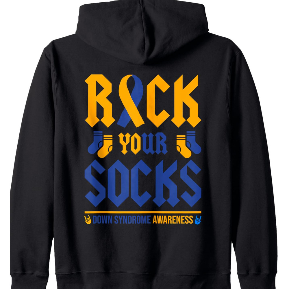 Hoodie for Mens Womens Rock Your Socks Down Syndrome Awareness Day March 21 T21 Zip Hoodie Graphic Hoodies sweatshirt Pullover Long Sleeve