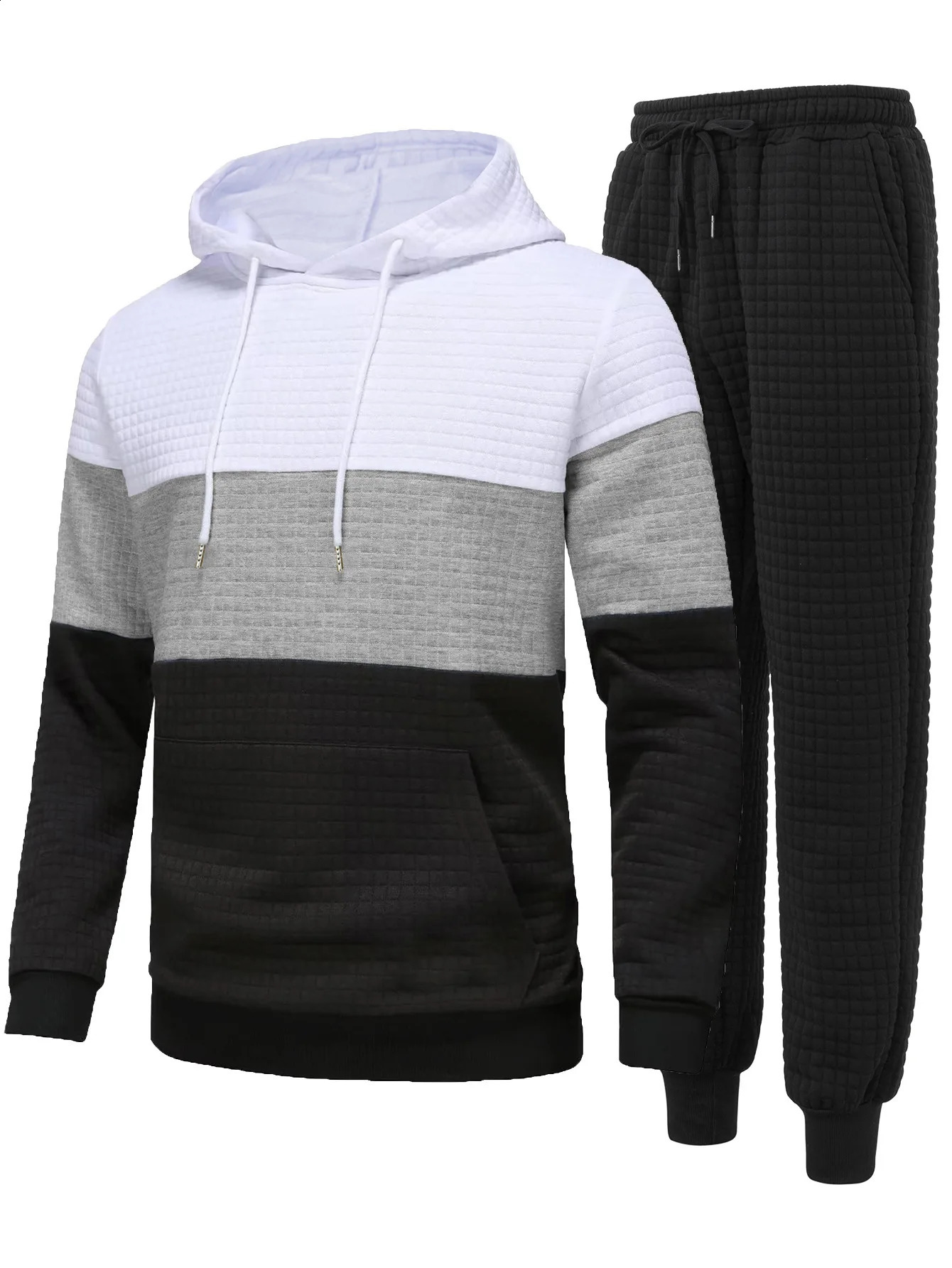 Mens sportswear color twopiece set jogging daily sports pants casual hoodie competition 240827