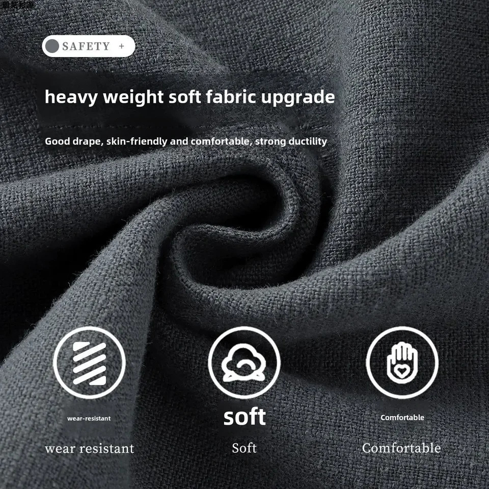 Grey cotton linen breathable loose casual pants suitable for men women straight leg high-end mens clothing and lightweight mens clothing in summer 240