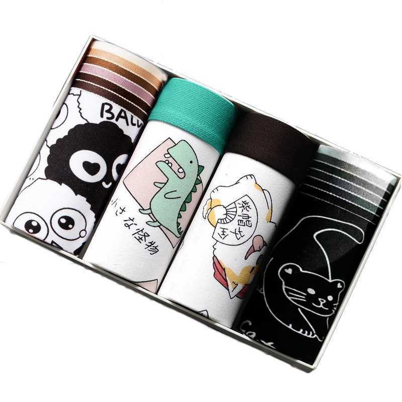 Underpants 4Pcs/Lot Mens Underwear Boxers Fashion printed Panties Mens Underpants Boxer Comfortable Brand Boxershort Shorts Y240828S4SF