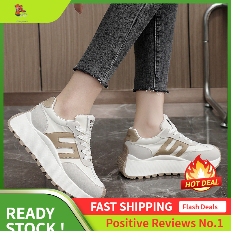 Ddmysports BN New Little White Spring Summer Thick Sole Elevated Casual Women S Board Shoes Breathable Round Ead Wear Resistant OUTDOOR