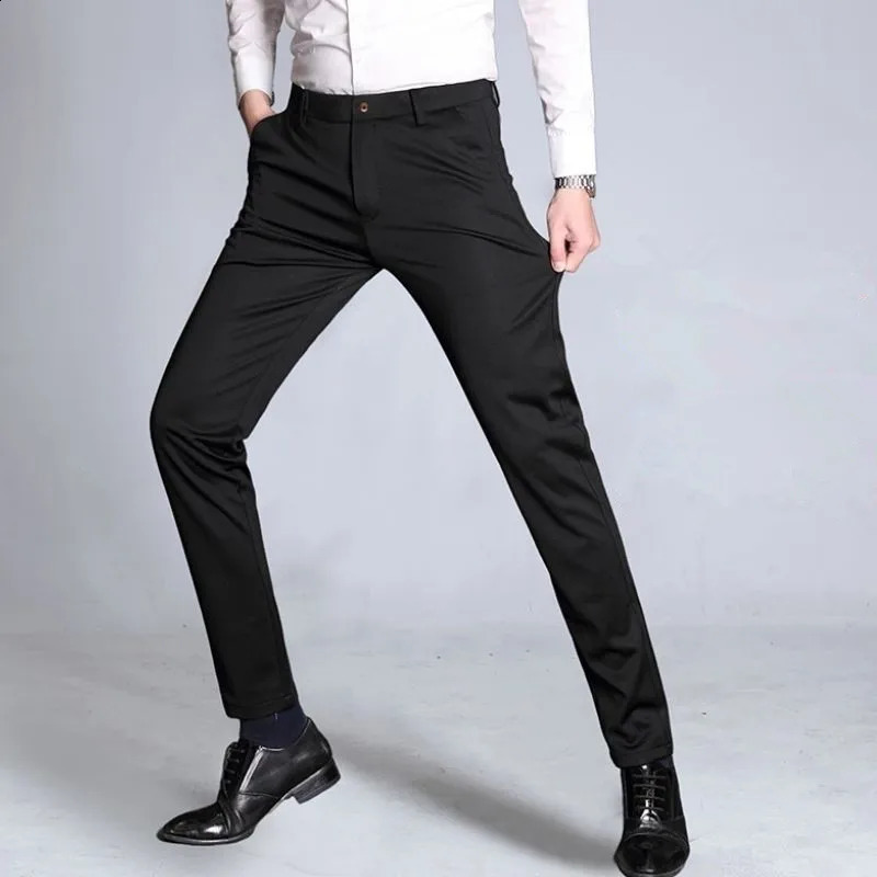 Extra Long Dress Pants For Tall Men Business Plus Size 44 Formal Straight Black Loose Dark Blue Office Work Male Trousers 240827