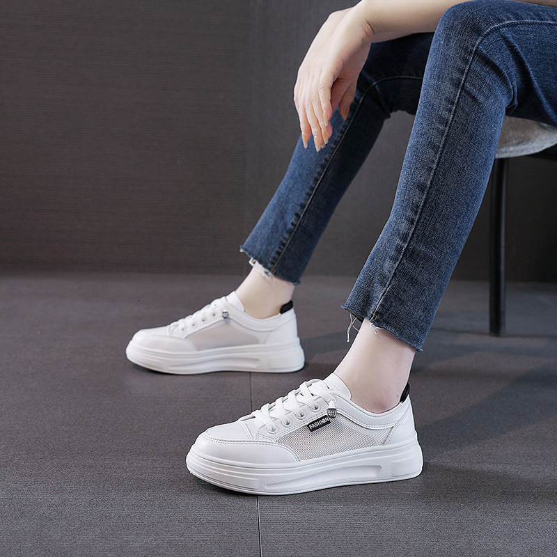 Ddmysports New Thick Sole Small White Women S Summer Versatile Board Mesh Breathable Shoes Trend OUTDOOR