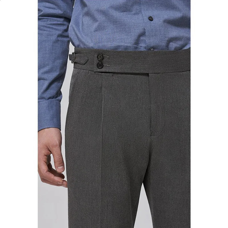 Naples mens pants business slim fit equipped with Paris adjustable waistband buckle long sleeves and round waist 240828