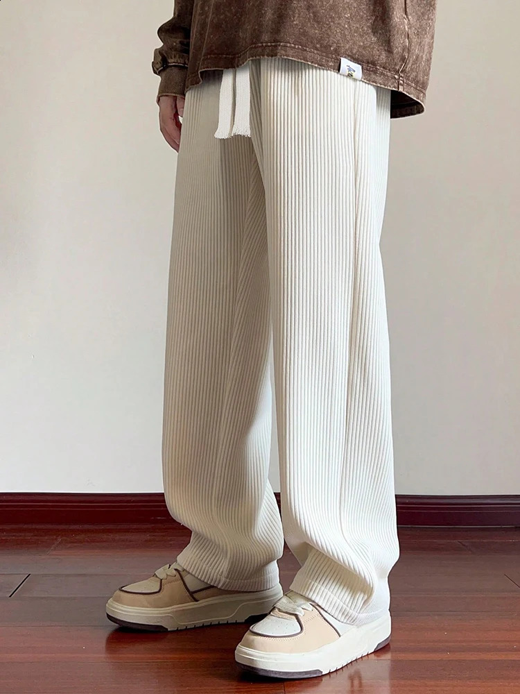 Mens Corduroy High Weight Drape Feeling Versatile Casual Straight Leg Pants Suitable for Daily Travel 240828