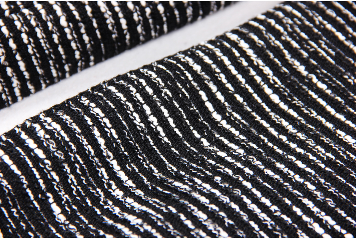 2023 Summer Black Tweed Glitter Tassel Dress Long Sleeve Round Neck Knee-Length Buttons Casual Dresses D3A09