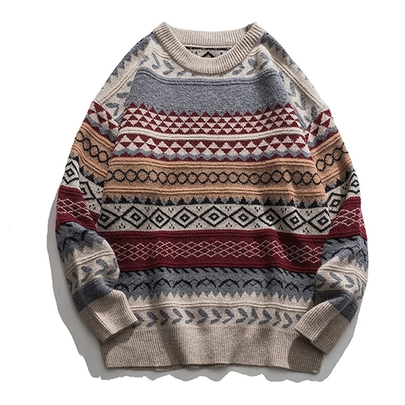 Vintage Sweater Winter Striped Korean Style Loose Pullover Retro Casual Knitwear 240827