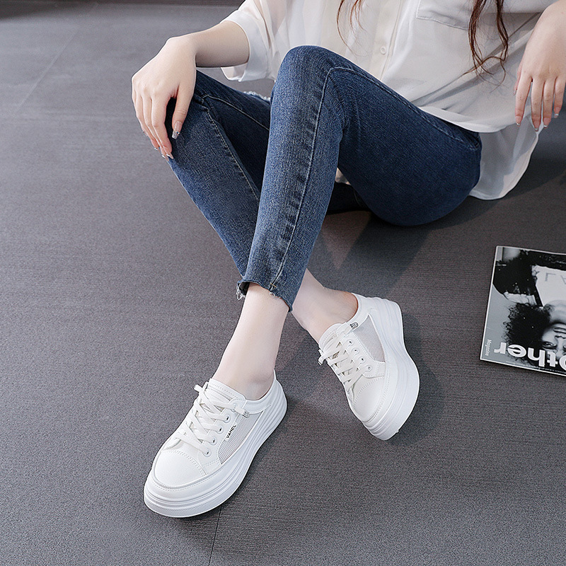 Ddmysports W Slippers Women S New Inner Elevated Outer Wearing Thick Sole Matsutake Alf Support Small White Shoes Summer Edition OUTDOOR