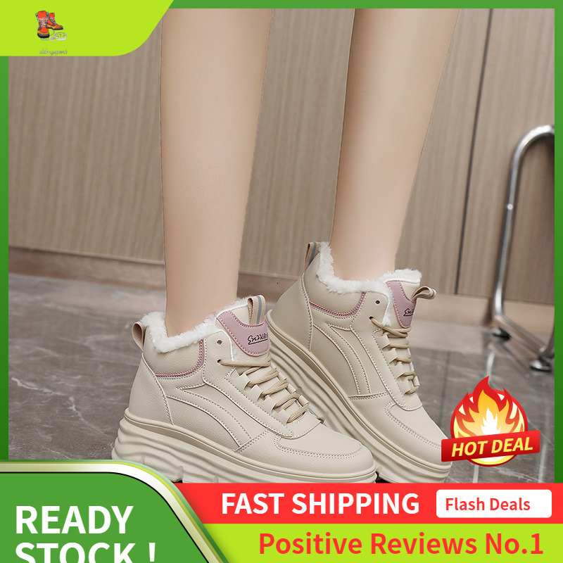 Ddmysports W Little White Winter New Igh Rise Student Board Instagram Korean Thick Sole Casual Shoes Female OUTDOOR