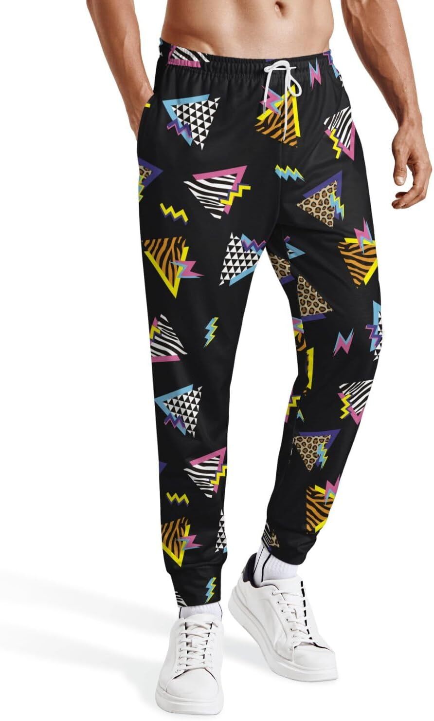 Sweatpants Mens 3D printed pants Sweatpants 80s 90s Retro Joggers Sports Funny Workout Party Gym Pants with Pockets Sweat pants