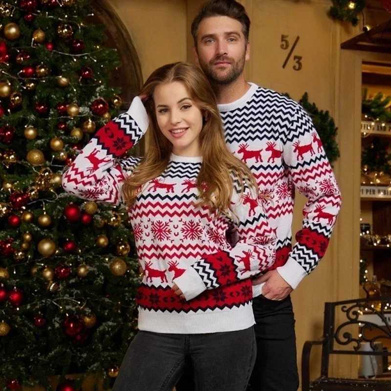 Mens Sweaters 2024 Christmas Womens Mens and Boys Girls Double door Sports Car Family Matching Set Sweater Thick Warm Jumper Printed Soft Knitted H240
